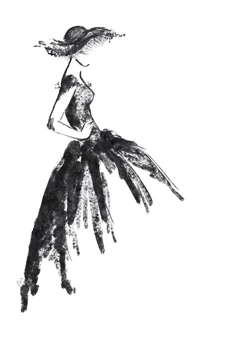 Künstlerische Illustration Full Skirt Dress Fashion Illustration In