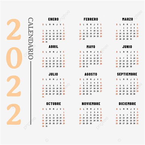 Calendario Simple En Español 2022 Png Dibujos Calendario 2022 Semana