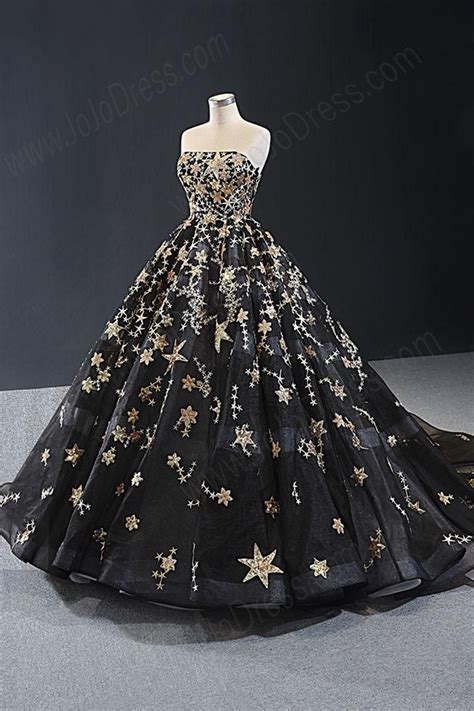 Black Gold Galaxy Ball Gown Formal Evening Gown Rs2009 Masquerade