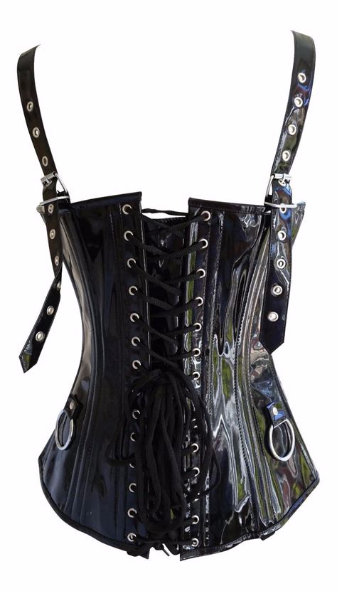 Pvc Corset L 12xl Plus Sizes Steel Boned Waist Reducing Straps Buckles Goth Corsets And Bustiers