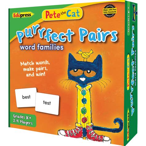Pete The Cat Purrfect Pairs Game Word Families Tcr63532 Teacher