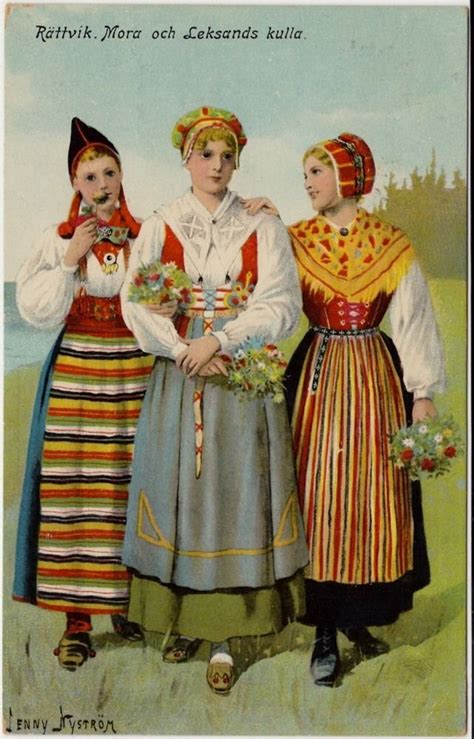 Postcard Time Machine Scandinavian Costume Swedish Dress Folk Clothing