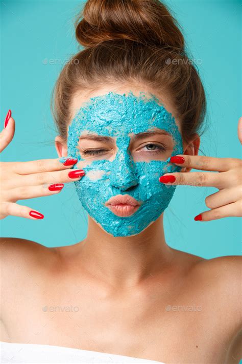 Beauty Treatment Woman Applying Clay Face Scrub Mask Stock Photo By