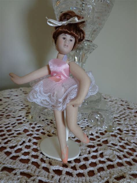 Pink Porcelain Hand Painted Bisque Ballerina Doll Small