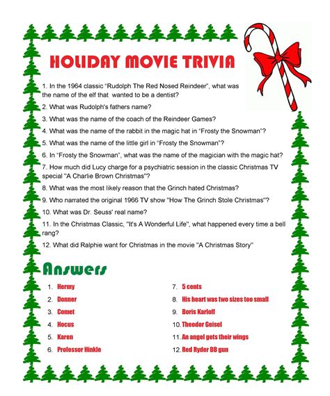 Answers To Free Christmas Trivia Game Printable
