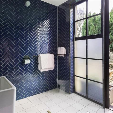 Blue Gallery Blue Shower Tile Blue Bathroom Tile Herringbone Tile Bathroom