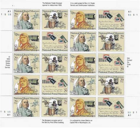 Us National Postal Museum 29c Stamp Sheet Scott 2779 2782 1095