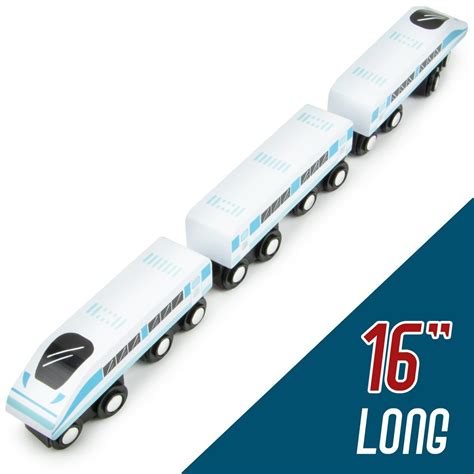 Bullet Train Express 3 Magnetic Wooden Train Car Engines Compatible