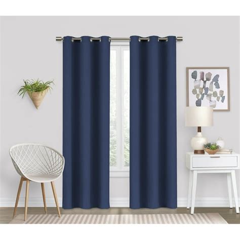 Eclipse Dayton Solid Color Blackout Grommet Single Curtain Panel Blue