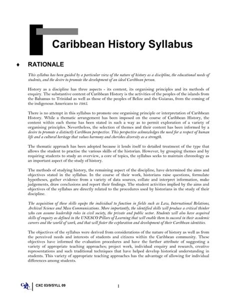 Csec Caribbean History Syllabus
