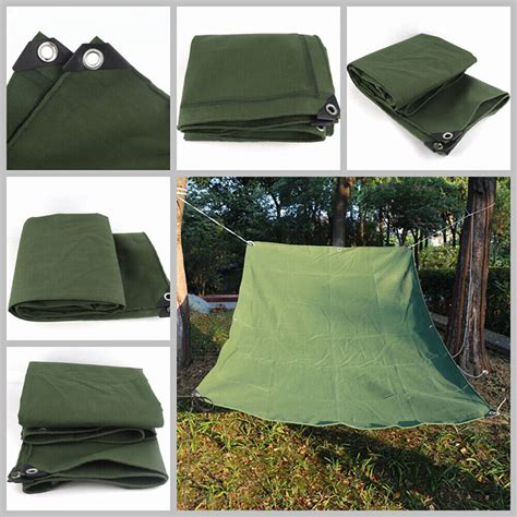 3 Sizes Army Tarpaulin Heavy Duty Canvas Tarp Sun Blocked Waterproof Dustproof Ebay