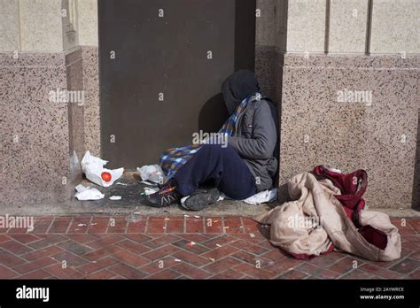 Poverty Stricken Transient Living On The Streets No Model Release