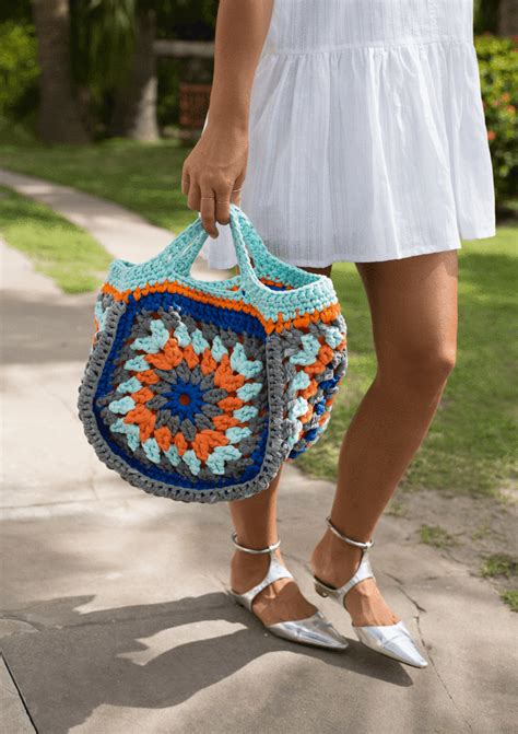 Knit Orange Boho Beach Tote Crochet Beach Bags Crochet Handbags