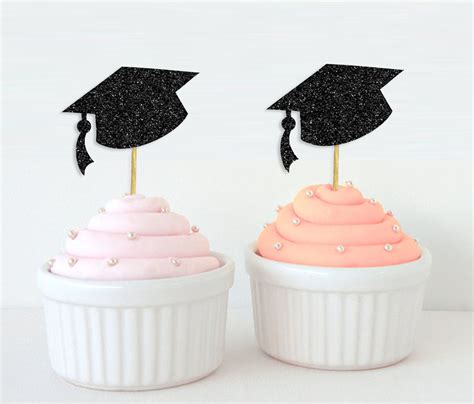 Graduation Cap Hat Cupcake Toppergrad Party Dessert Decor Pack Of 20