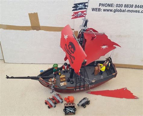 PLAYMOBIL Red Corsair Pirate Ship Very Good Condition In Worcester Worcestershire