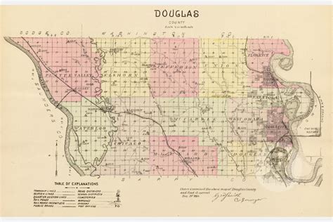 Vintage Douglas County Ne Carte 1885 Old Nebraska Carte Etsy