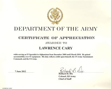 6 Army Appreciation Certificate Templates Pdf Docx