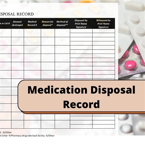 Medication Disposal Record In Excel Editable Controlled Etsy