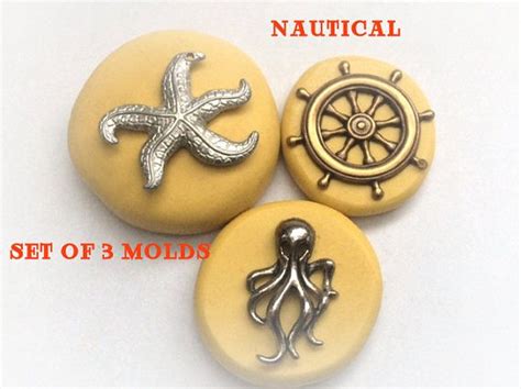 nautical set of 3 molds flexible silicone push mold craft etsy canada push molds polymer