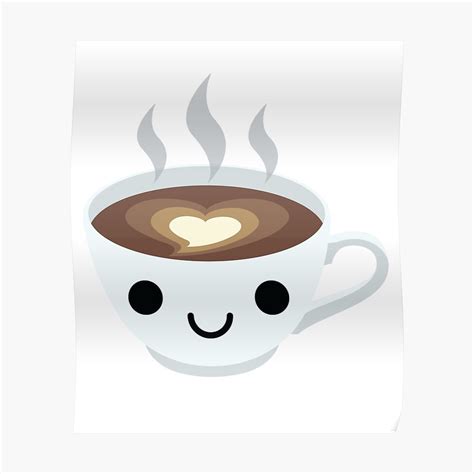 Póster Latte Art Coffee Emoji Happy Smiling Face De Teeandmee Redbubble