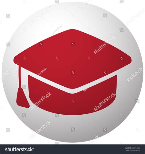 Red Graduation Cap Icon On White Stock Vector Royalty Free 425734285
