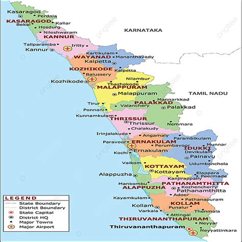 Kerala State Map District Wise Political Map Of India With States