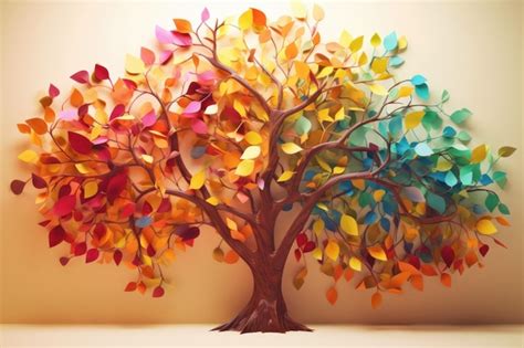 Premium Ai Image Colorful Tree Leaves Generate Ai