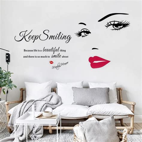 Keep Smiling Removable Vinyl Lettering Art Words Mural Home Room Decor Wall Stickers For Living