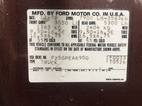 Vin Decode Ford Truck Enthusiasts Forums