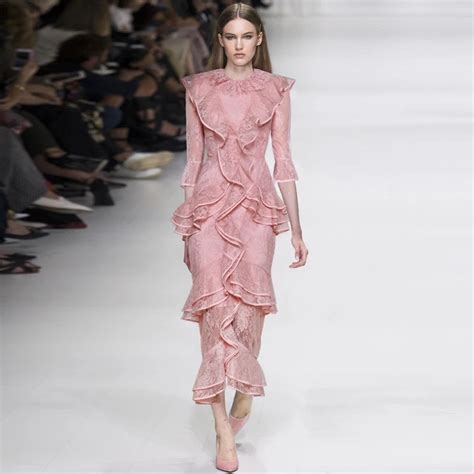Buy Runway Dresses 2018 Women High Quality Pink Flare