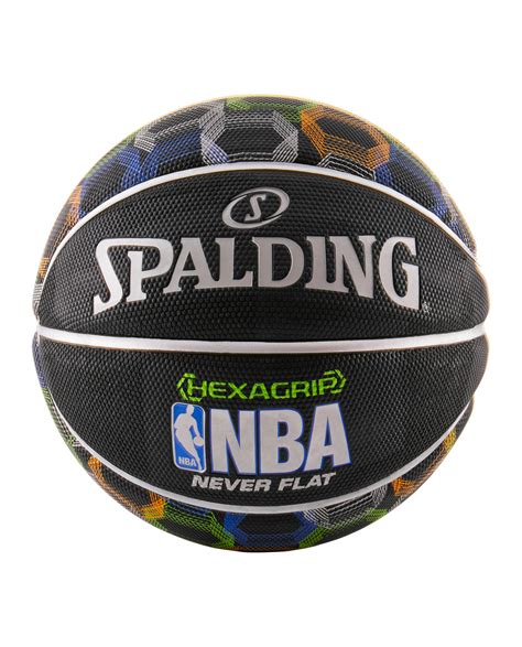 Spalding Nba Neverflat Hexagrip Black Basketball With Graphic