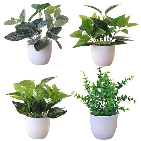 Windfall Mini Potted Artificial Faux Herbs Small Houseplants Plastic