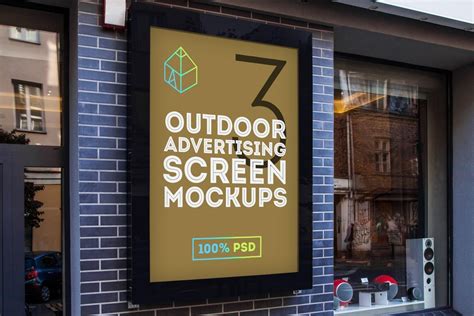 outdoor advertising screen mock ups  graphic shelter