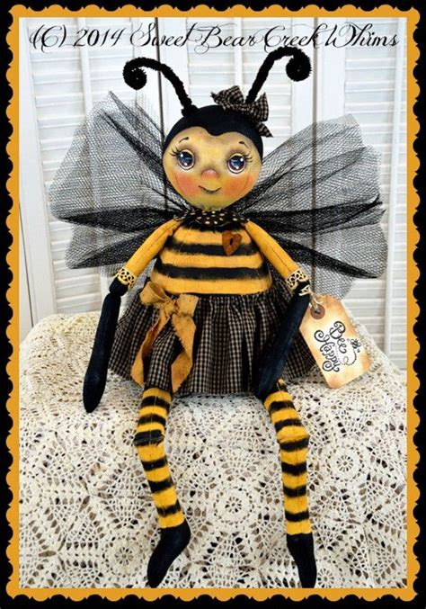 Primitive Cloth Doll Pattern Lady Bug Bee Pdf Instant Etsy Soft Toy
