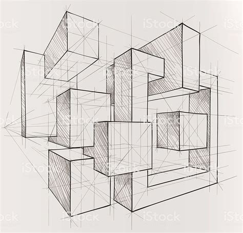 Vector Illustration Of Geometric Shapes In The Style Of Drawing