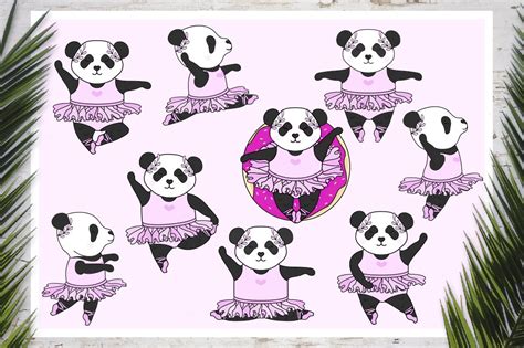 Panda Ballerina Set 20434 Illustrations Design Bundles