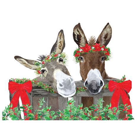 Donkey Buddies Christmas Cards Set Of 10 Bas Bleu
