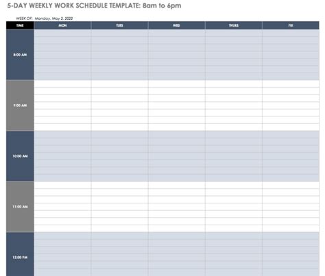 Free Work Schedule Templates For Word And Excel Smartsheet In Blank