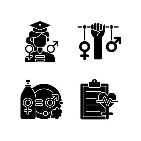 Equal Education Opportunities Black Glyph Icons Set On White Space