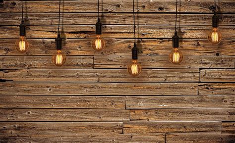 Light Bulbs Wood Plankets Wall Paper Mural Buy At