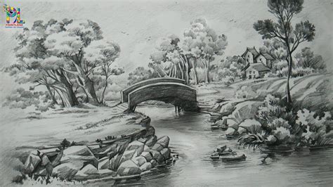 Beautiful Scenery Landscape Drawing Pencil Shading Enjoy Them And