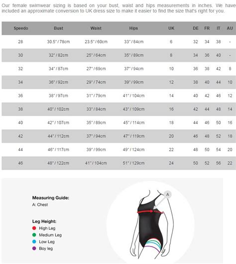 Speedo Size Guide Vlr Eng Br
