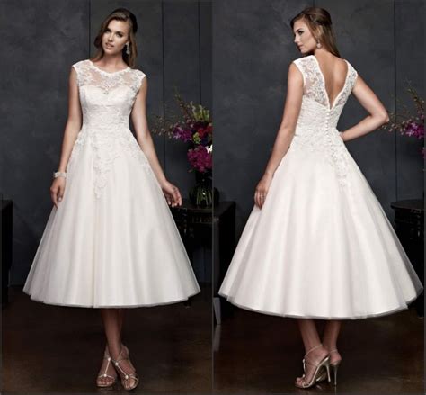 Popular Mid Length Wedding Dresses Aliexpress Backless Bridal Gowns