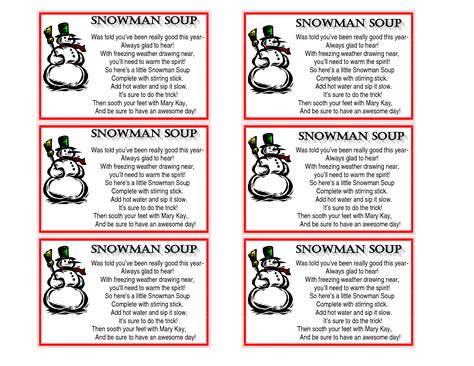 Snowman Soup Printable Tags Free
