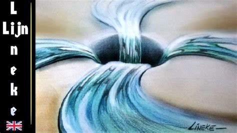 A solid sphere of glass works like a convex lens. Drawing a 3D WATER PIT effect with color pencil step by ...