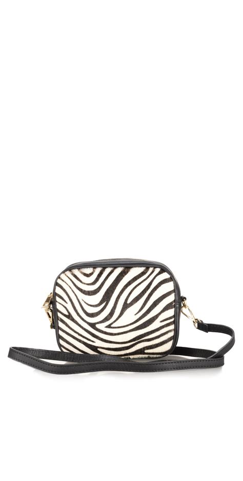 Gemini Label Bags Pinkie Leather Animal Print Bag In Zebra