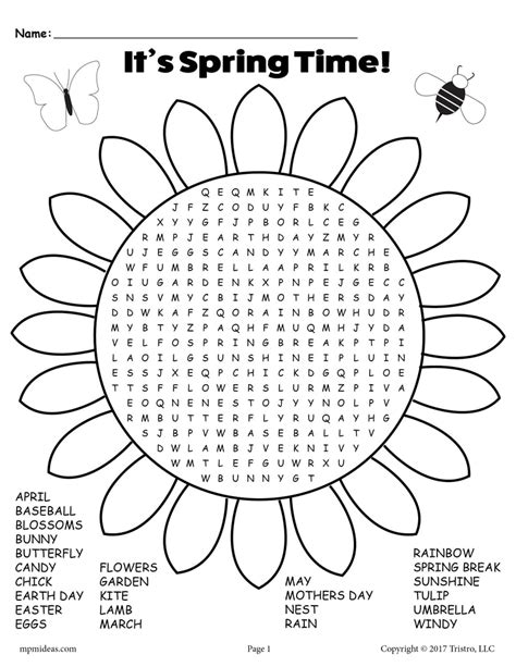 Free Printable Spring Word Search Puzzles