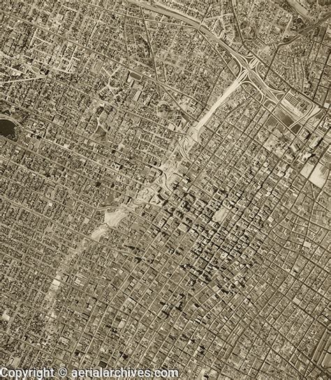 Historical Aerial Photograph Freeway Construction 110 Los Angeles