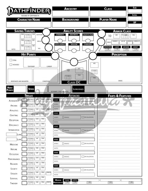 Form Fillable 2nd Edition Character Sheet Printable Forms Free Online