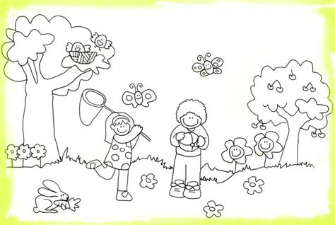 Dibujos Niños En Primavera Para Colorear Imágenes De Primavera